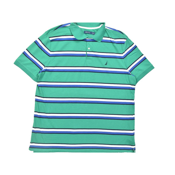 Nautica Men's Polo Shirt Short Sleeve Striped Green Size 3XL Cotton Blend - Picture 1 of 8